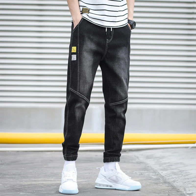 Men's Harem Denim Cargo Pants | Casual Streetwear Joggers