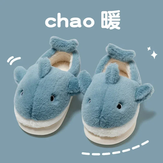 Comfortable Men's and Women's Shark Pattern Home Slippers | Warm & Cute