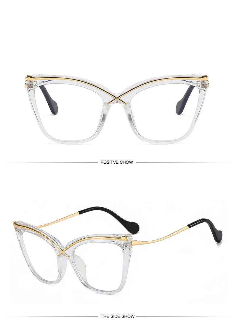 Trendy Oversized Cat Eye Eyeglasses | Vintage Blue Light Blockers