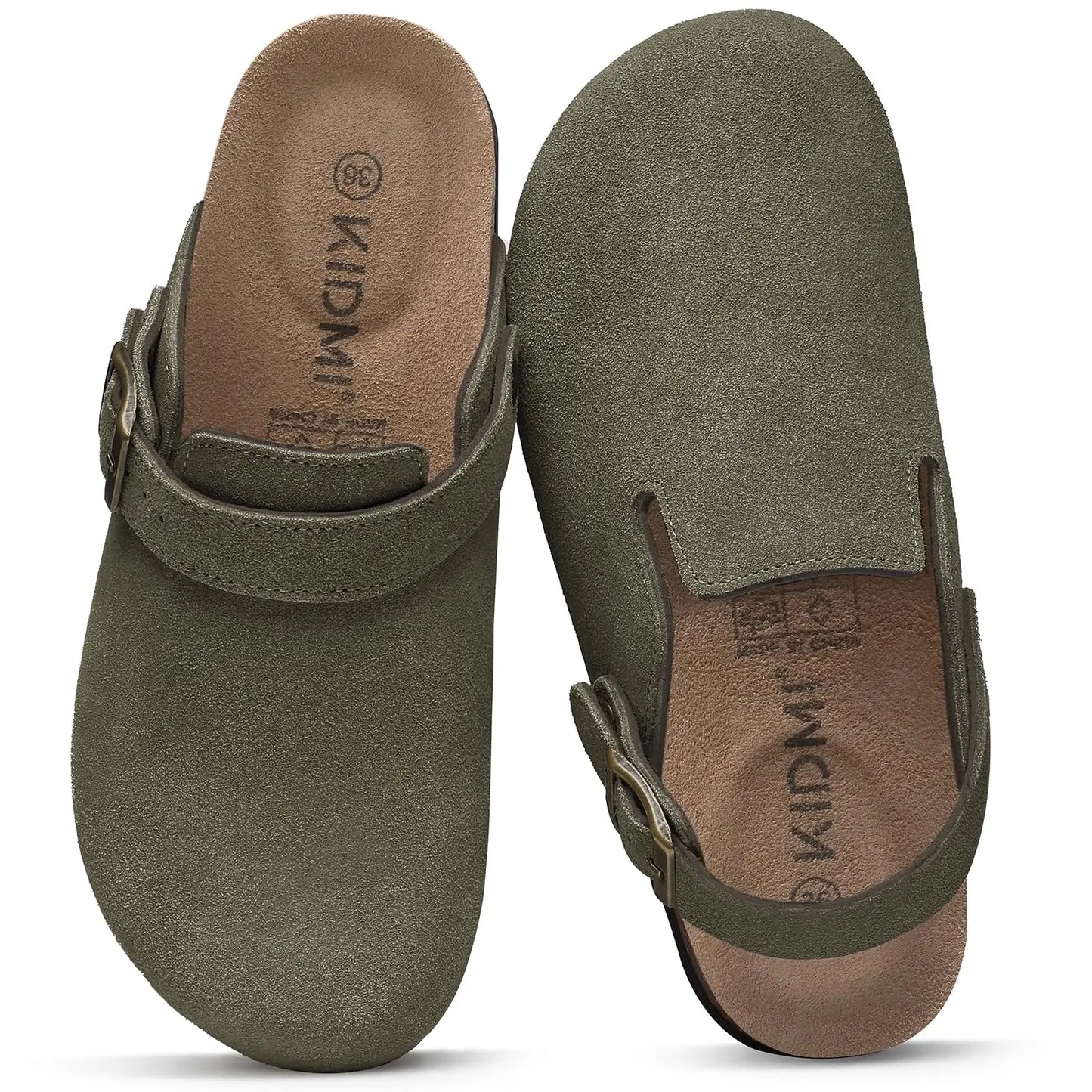 Women's Genuine Leather Clogs with Cork Footbed | Slip-On Comfort Slippers