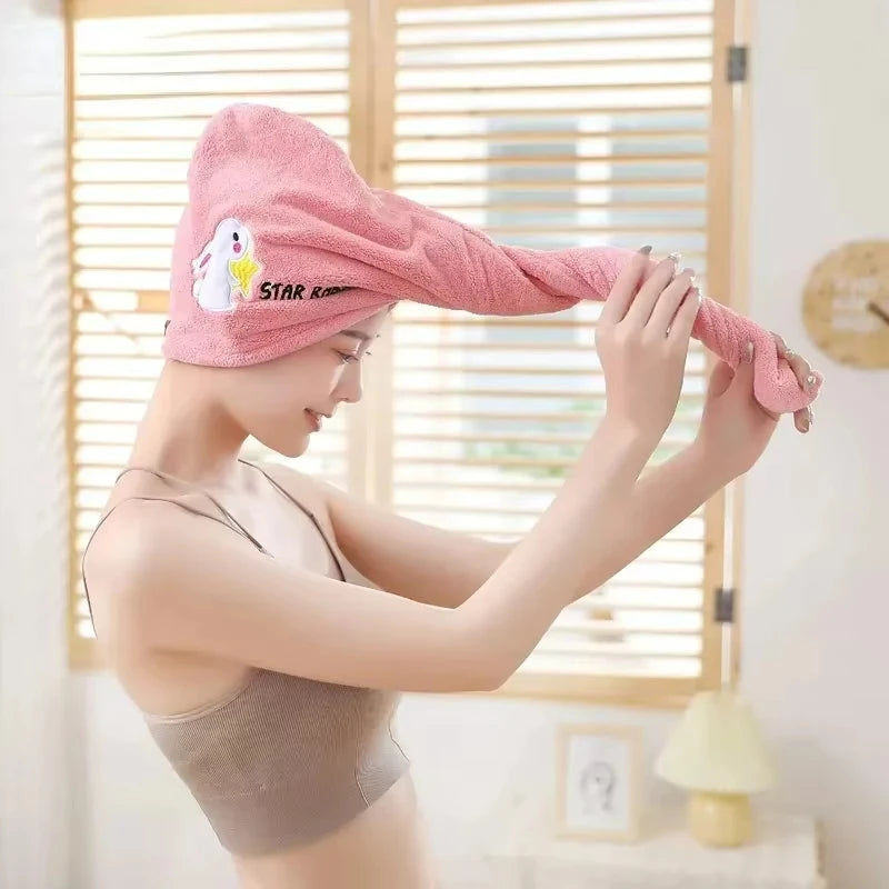 Soft Microfiber Dry Hair Towel | Quick-Dry Embroidered Shower Wrap