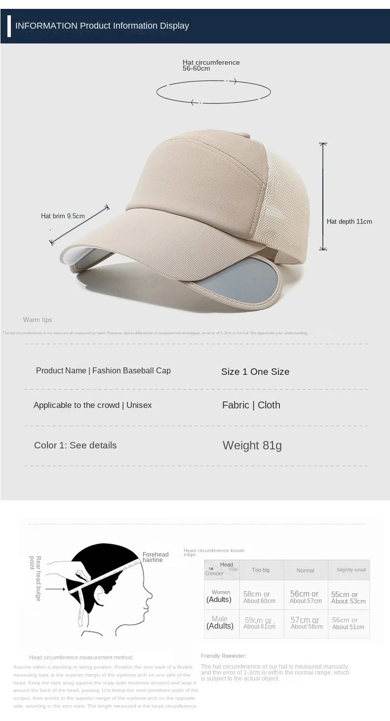 Lightweight Quick Dry Adjustable Baseball Cap | Breathable Sun Hat