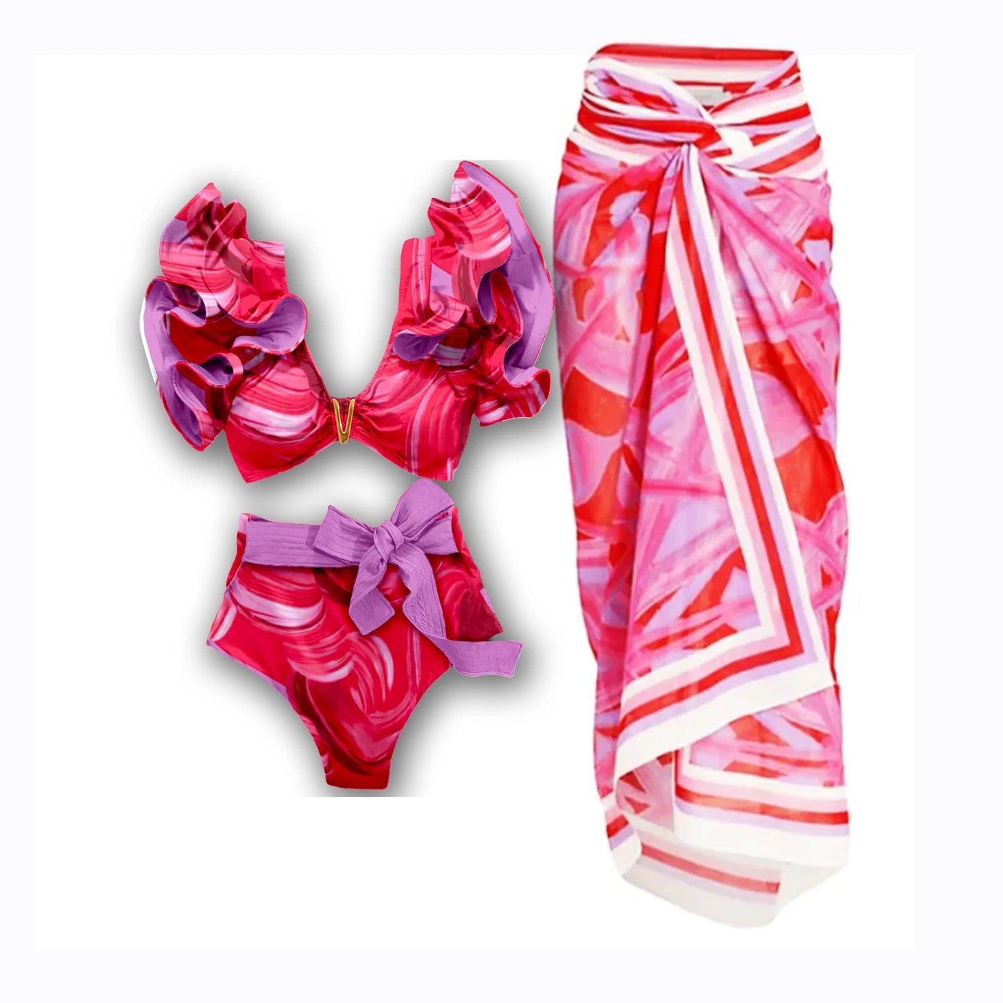Floral Ruffle Bikini Set | Stylish & Sexy Beach Swimwear