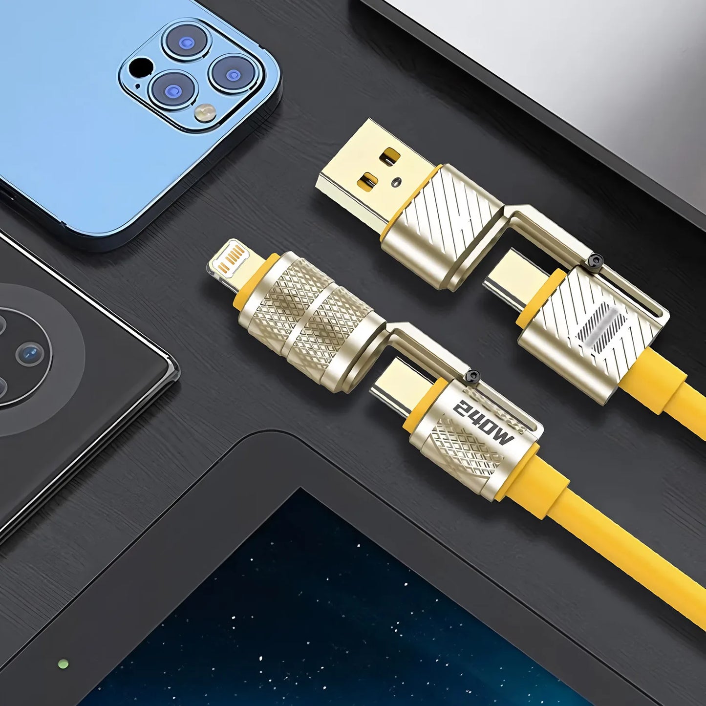 4-in-1 Fast Charging Data Cable - Type-C to Type-C Connection