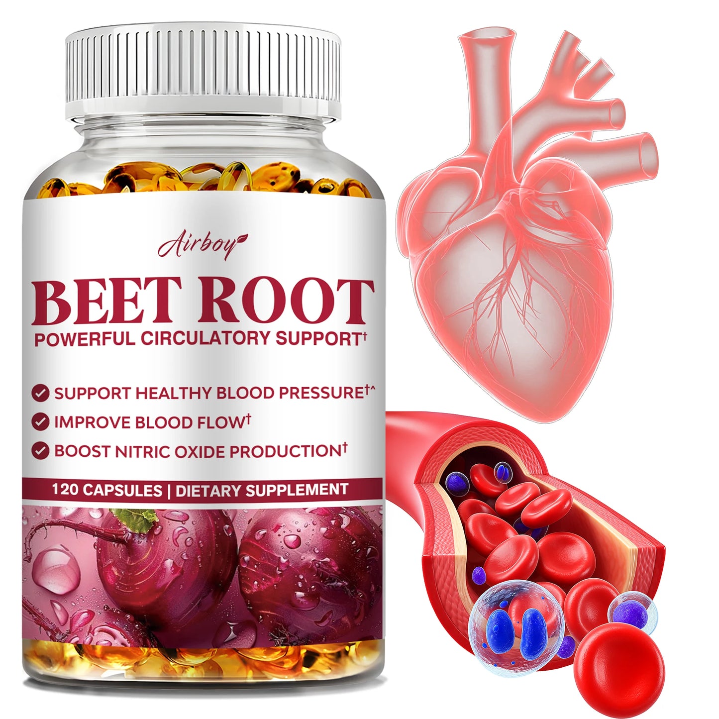 Beetroot Capsules for Heart Health & Blood Circulation Support
