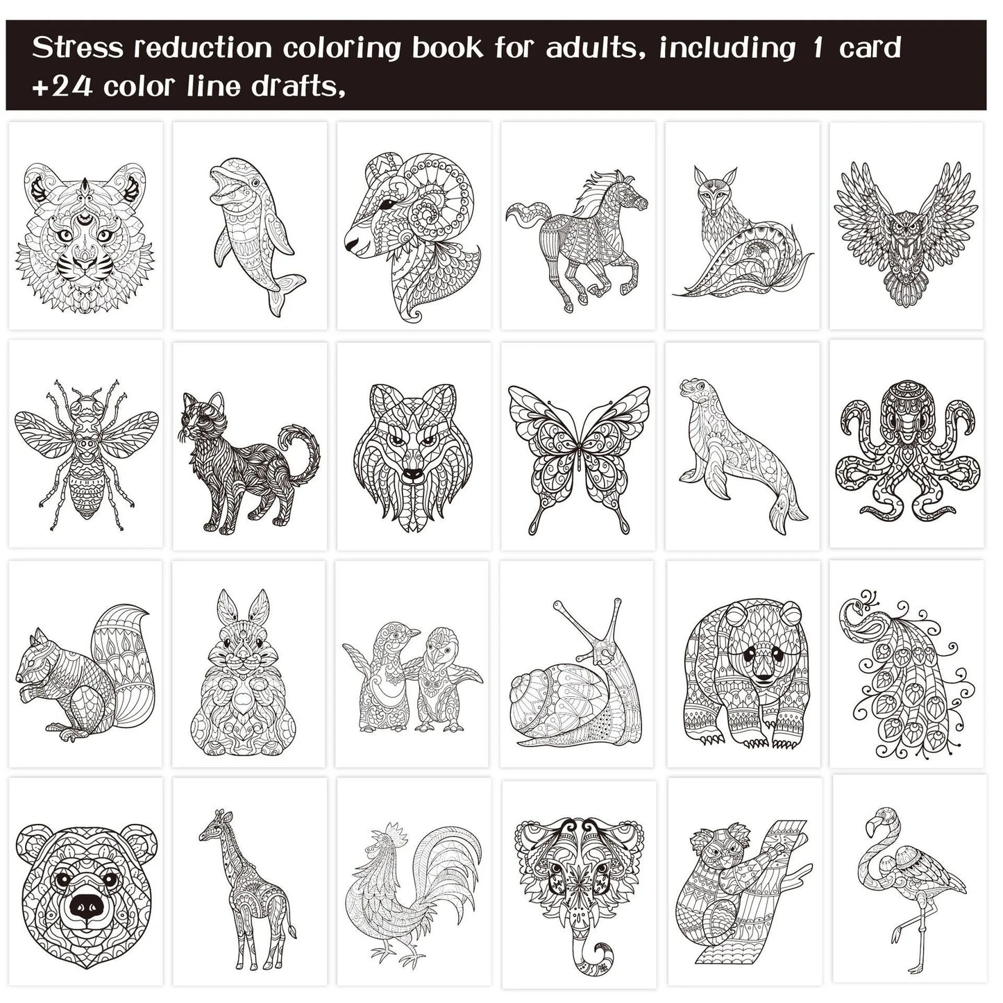 Relaxing Adult Coloring Book | Fun Animal Graffiti Designs