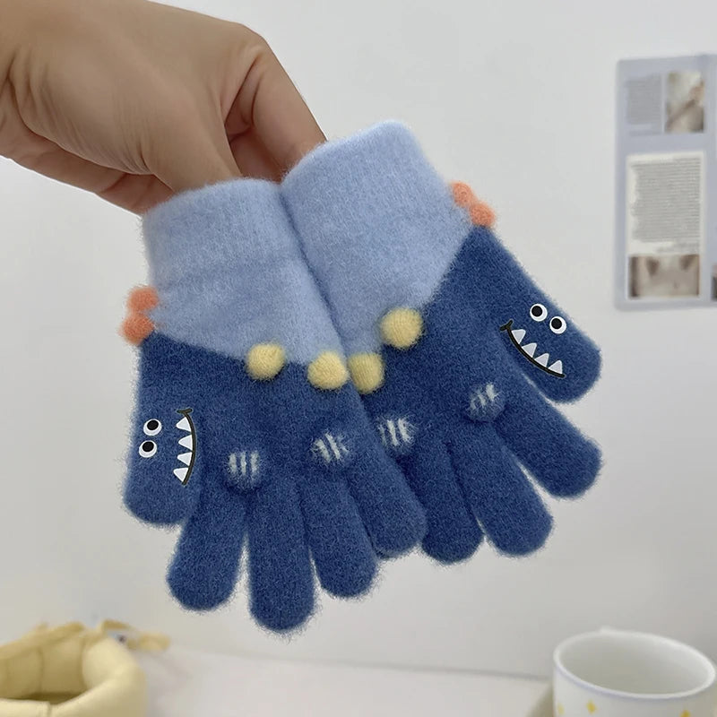 Cute Baby Dinosaur Gloves for Kids | Warm Autumn Winter Mittens