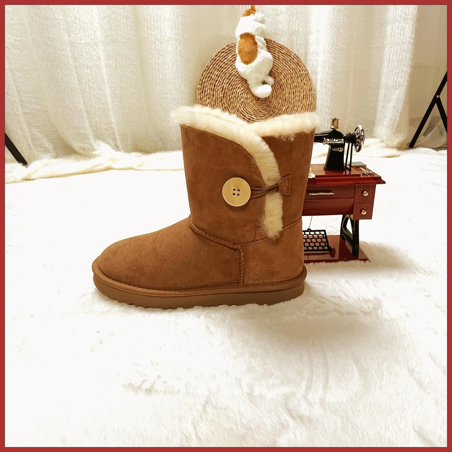 Women's Sheepskin Wool Snow Boots | Warm Fleece Lined Winter Boots