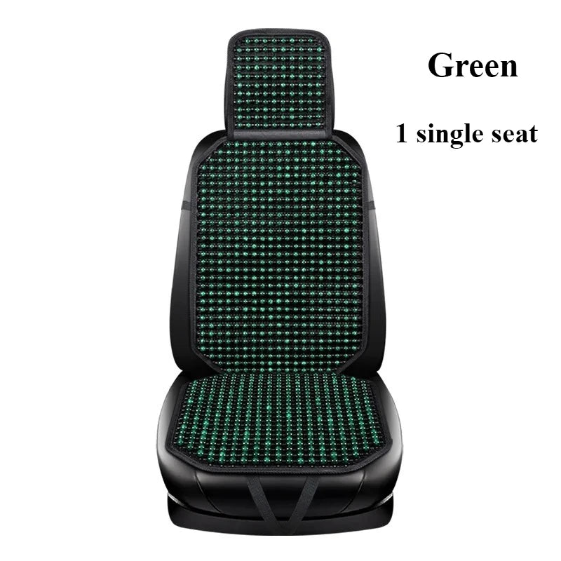 1pc Classic & Elegant Wooden Bead Car Seat Cushion – Natural Wood, Smooth & Breathable for Year-Round Comfort