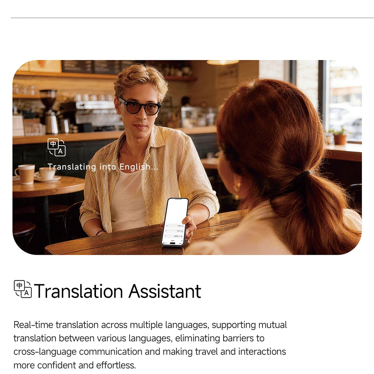AI Smart Glasses with Real-time Translation and 800W Camera