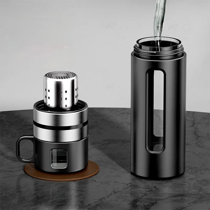 520ML Glass Tea Water Bottle with Tea Infuser | Travel Tumbler