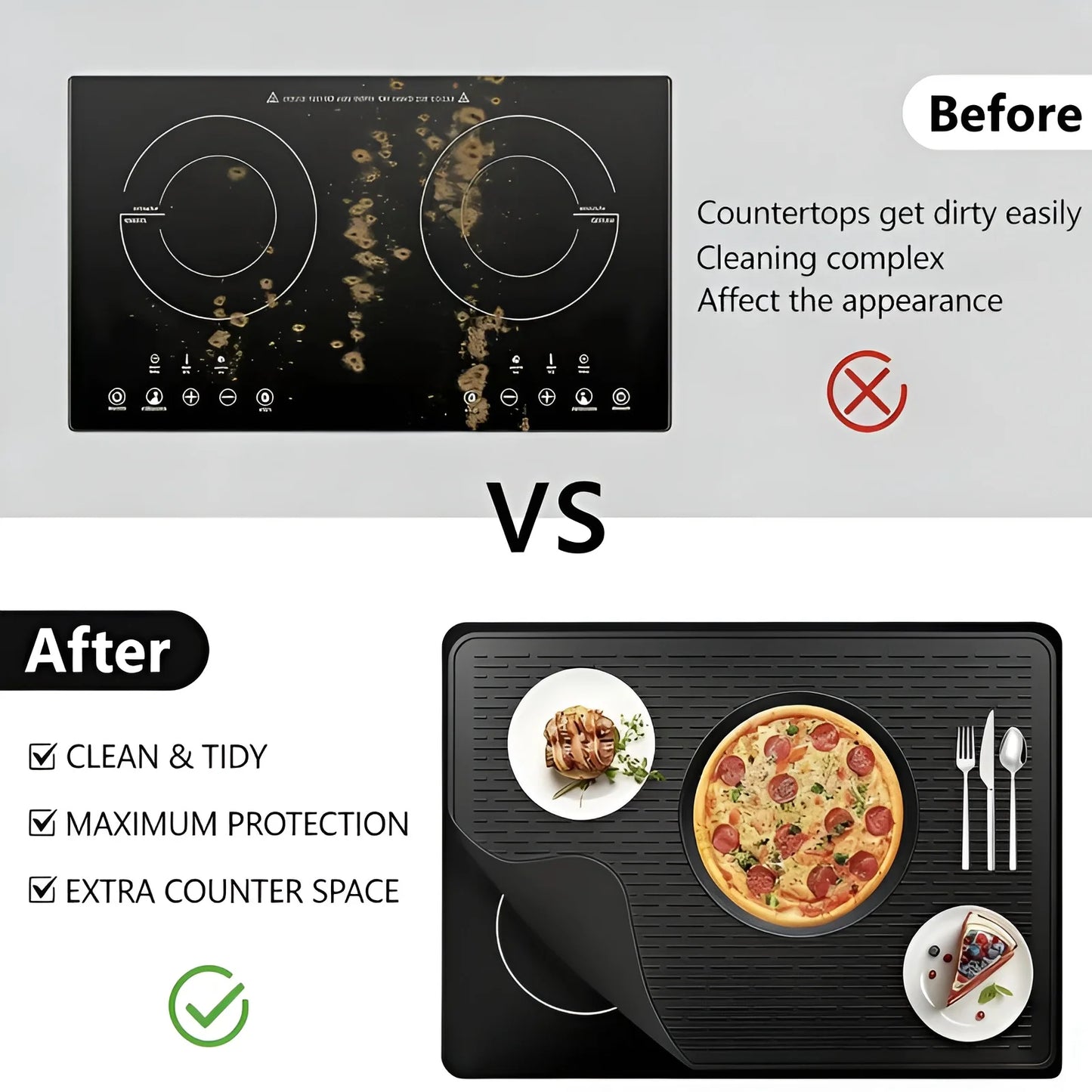 Extra Large Silicone Stove Top Cover | Heat Resistant & Non-Slip Protector