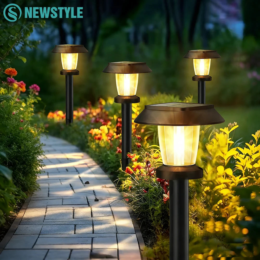 Luces solares para caminos | Iluminación LED de paisaje exterior ecológica