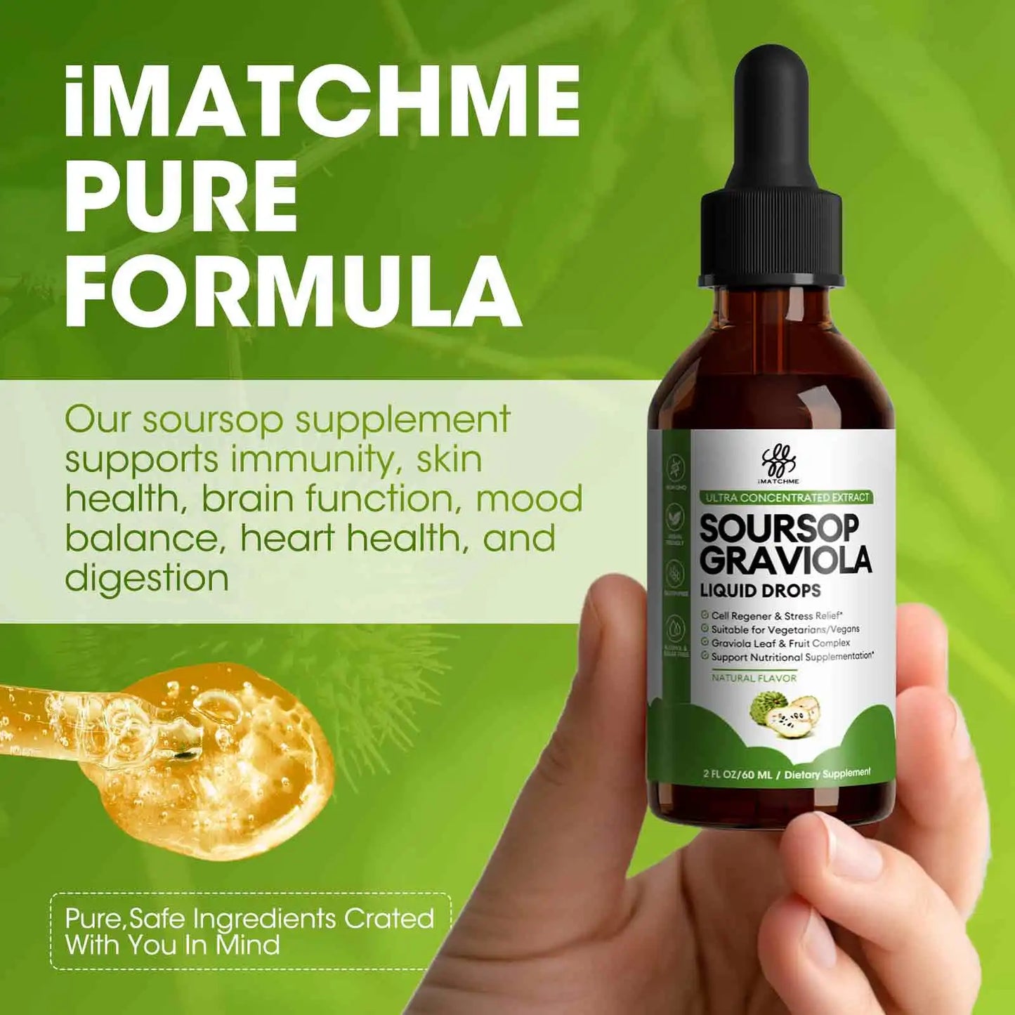 Soursop Graviola Liquid Drops for Immune & Gut Health Support