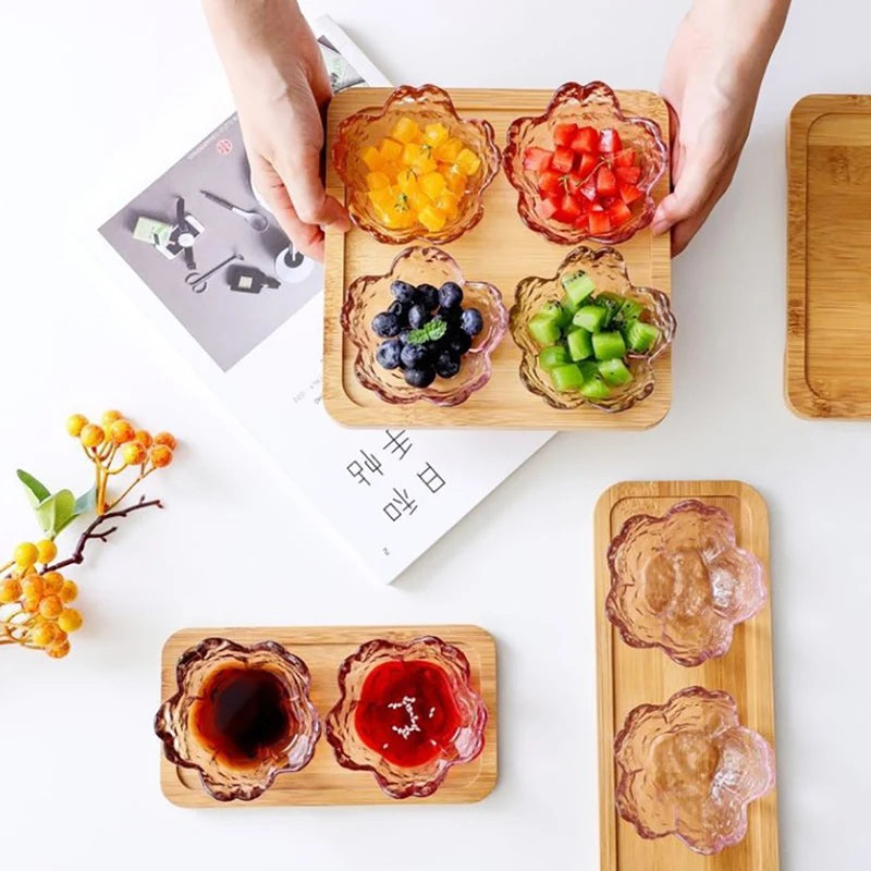 Nordic Style Mini Glass Dish with Gold Inlay | Elegant Serving Bowl
