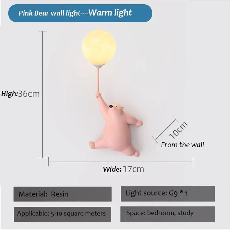 Cartoon Polar Bear LED Sconce Light | Fun Bedroom Decor