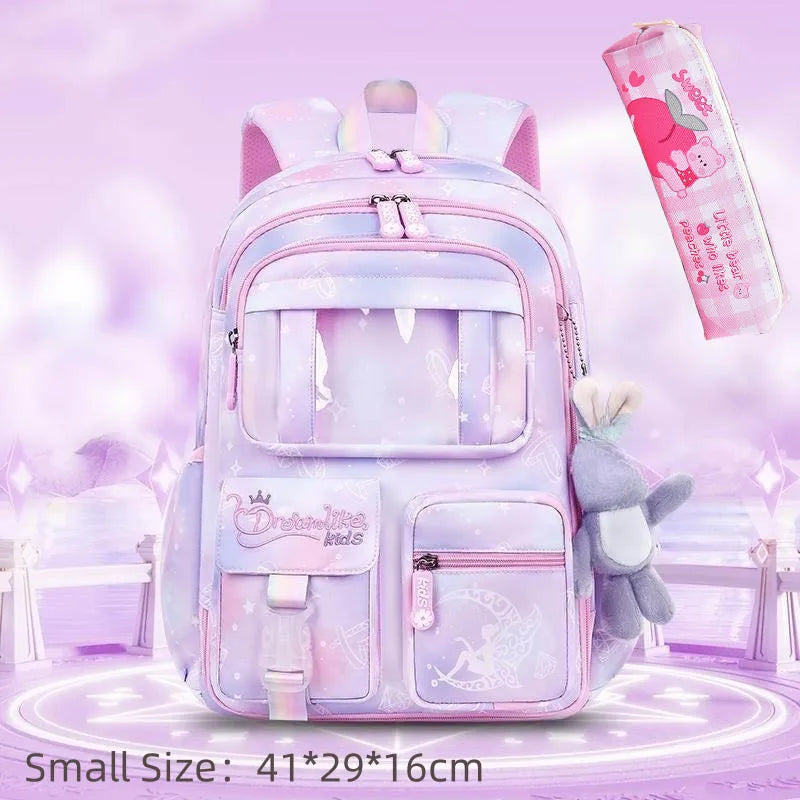 Cute Waterproof Rainbow Backpack for Girls | Spine Support Design