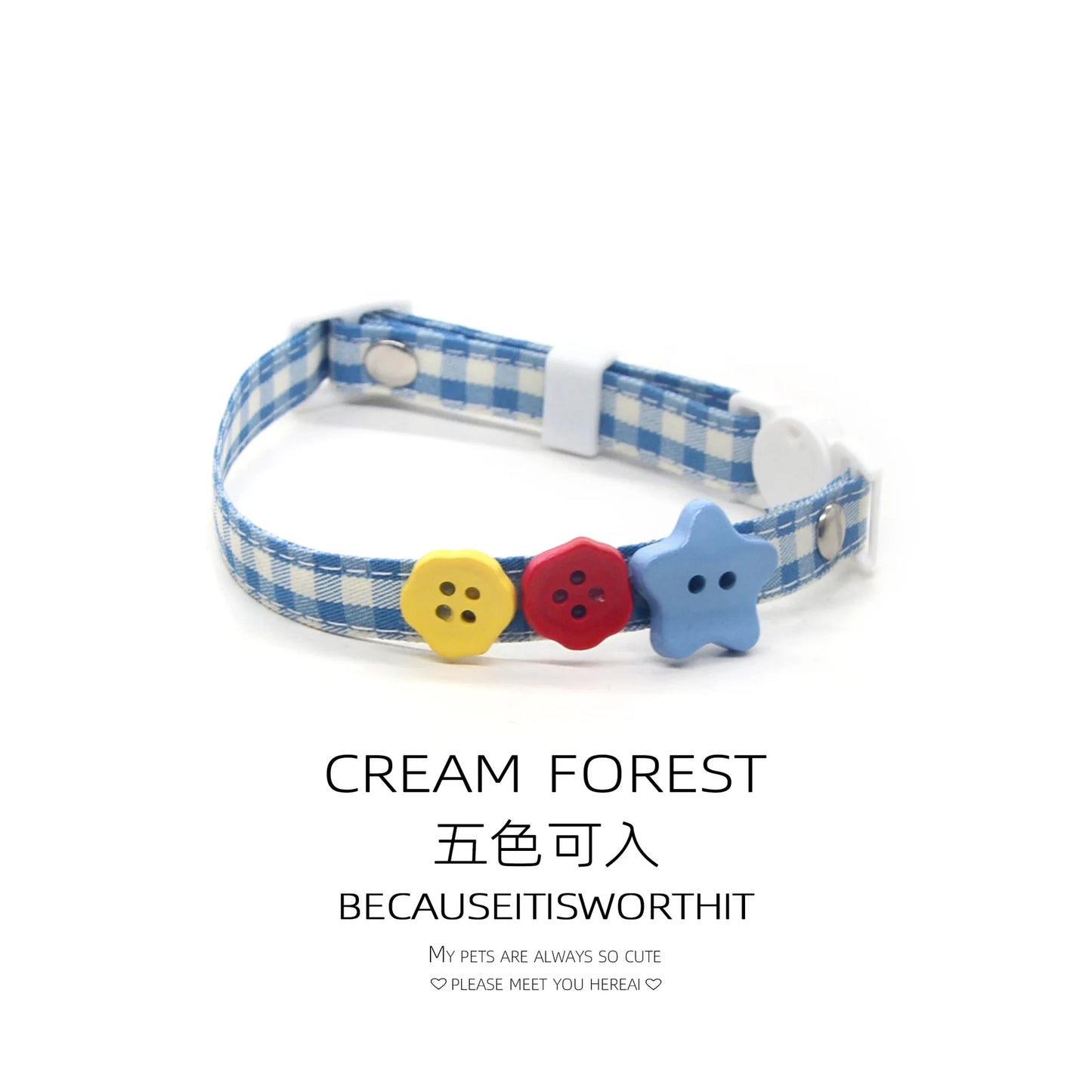 Plaid Pet Collar Necklace | Trendy Cartoon Style with Safety Buckle