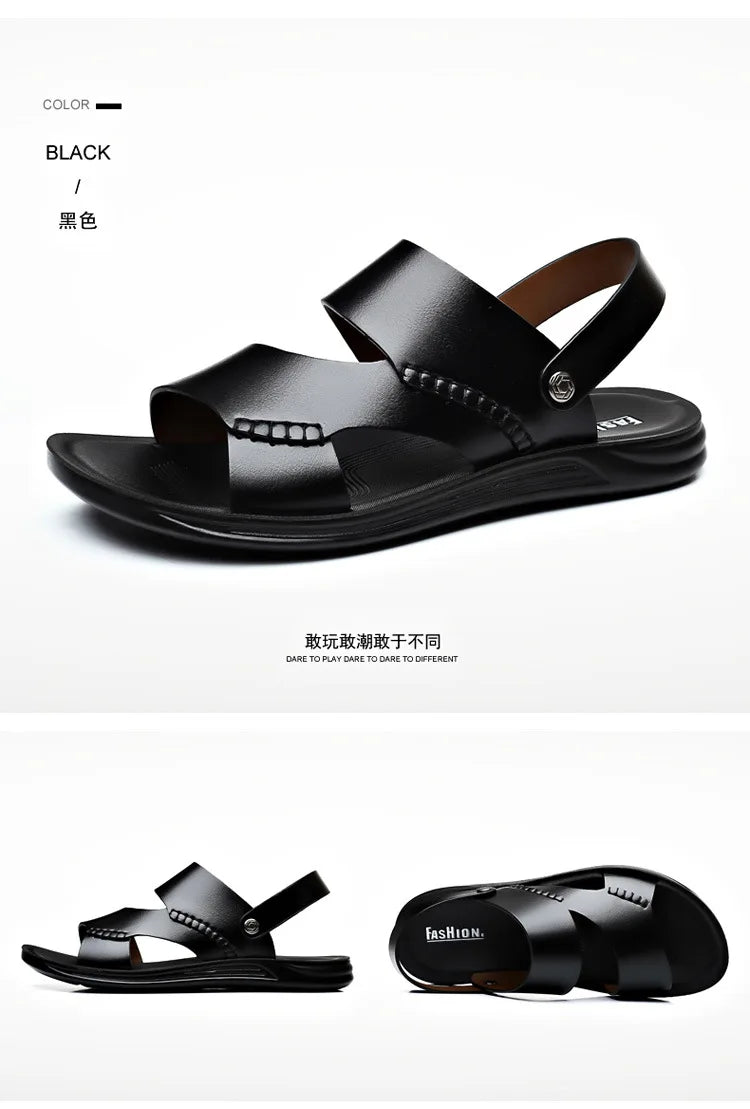 Men's Stylish Leather Sandals | Breathable Casual Beach Shoes