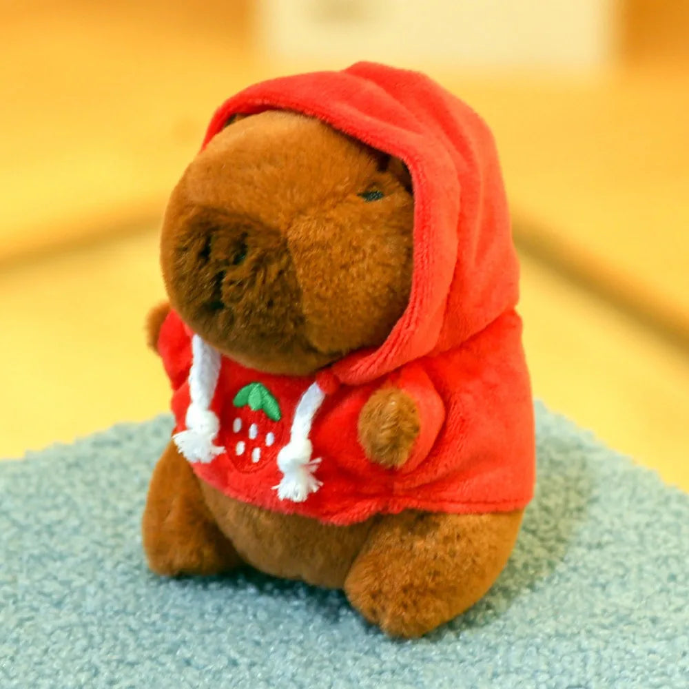 Capybara Plush Toy with Hoodie Wings Small Stuffed Animal Keychain Doll