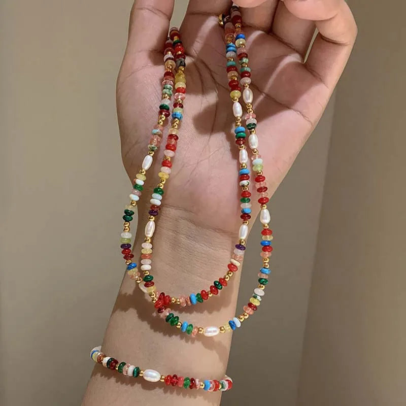 Colorful Beads & Pearl Necklace | Trendy Jewelry for Women
