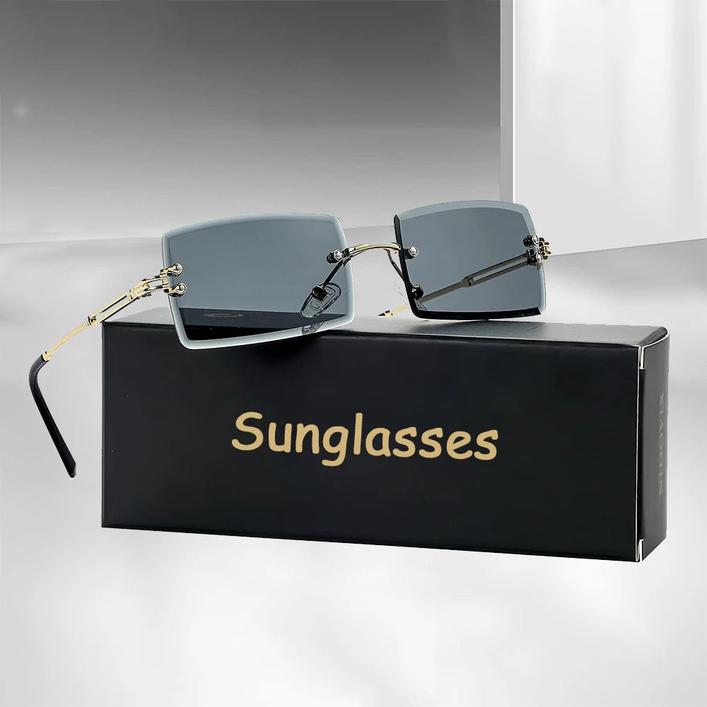Men's Retro Sunglasses | Vintage Rimless Rectangle UV400 Protection