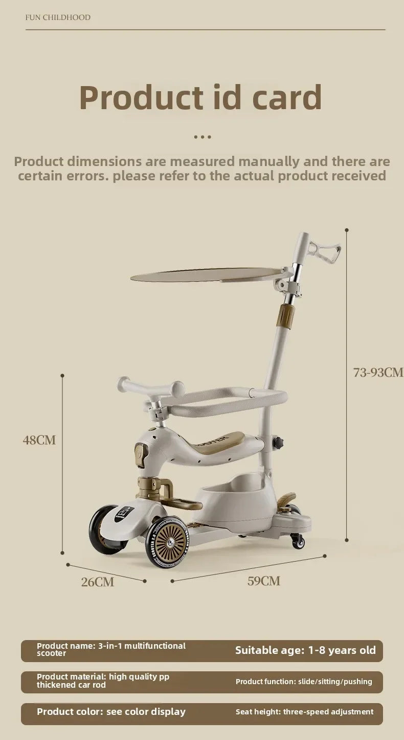 Foldable 3-Wheel Kids Scooter | Portable Musical Fun for Children