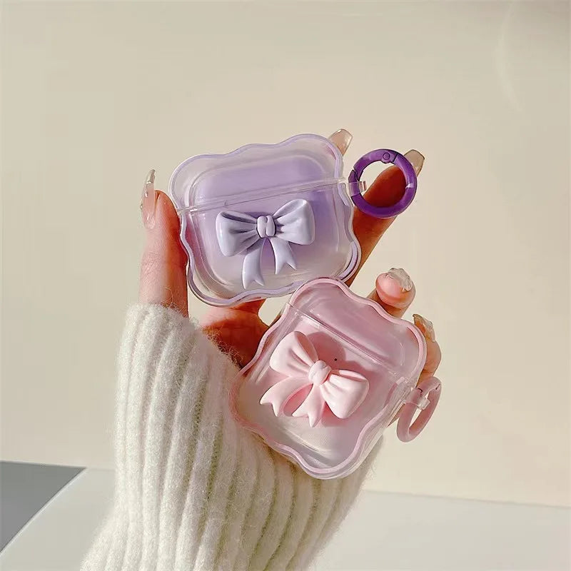 Cute Wave Case for AirPods | 3D Pink Bow Soft TPU Cover