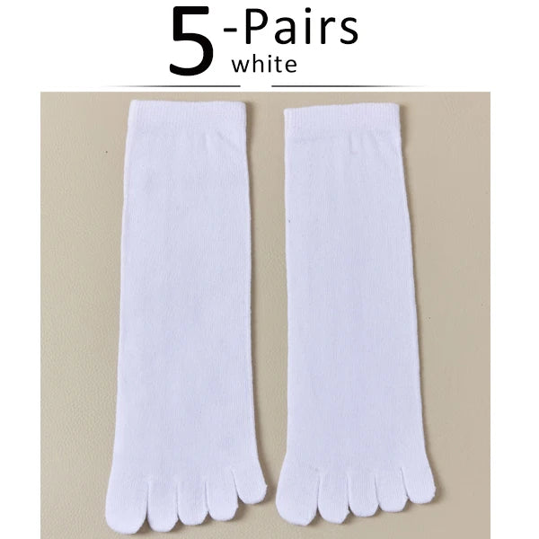 5 Pairs Women's 5 Finger Socks | Comfortable Cotton Toe Socks