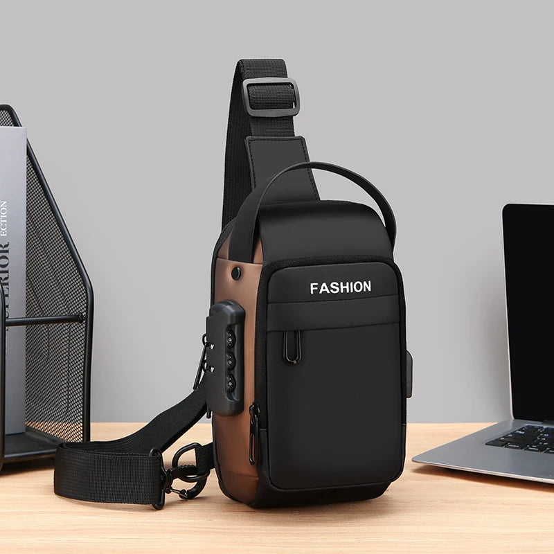 Men's Anti-Theft Sling Bag | USB Charging Crossbody Pack