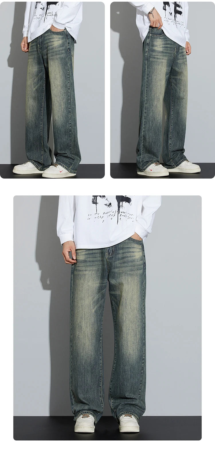 Baggy Men's Wide Leg Jeans | Retro Loose Fit Streetwear Style