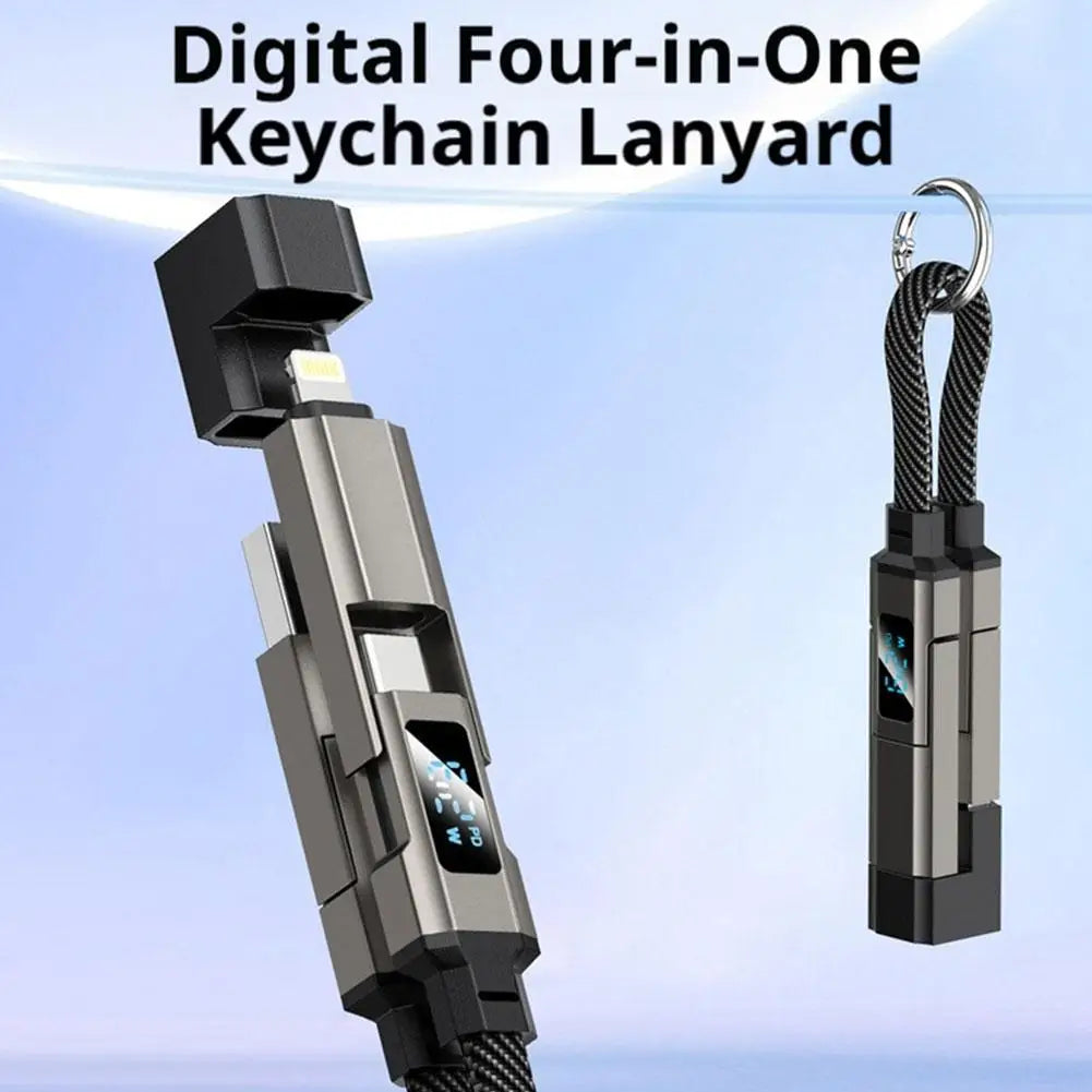 4 in 1 Keychain Charging Cable | Versatile USB C Cable with Display