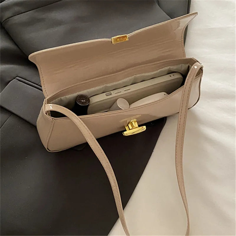 Stylish Shiny PU Leather Handbag | Versatile Women's Tote Bag