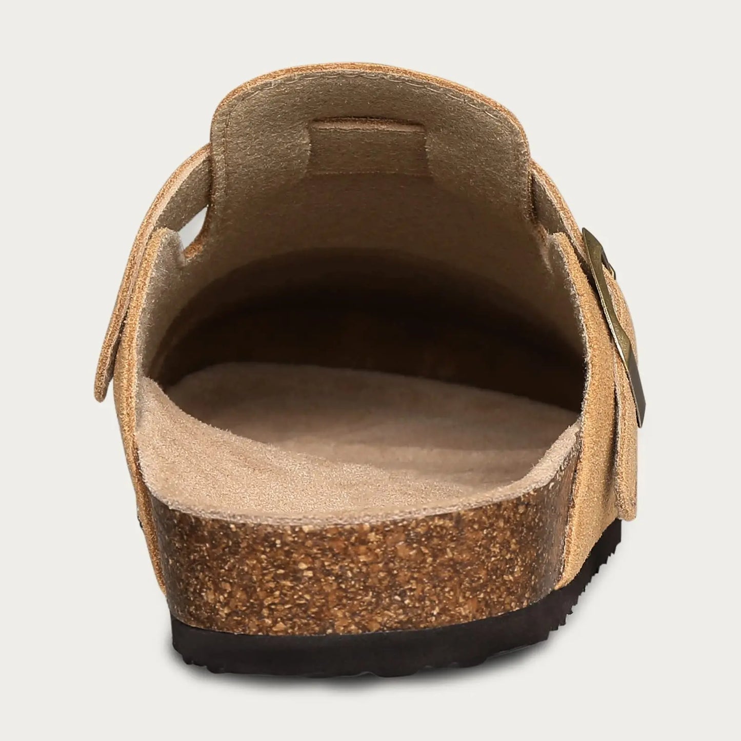 Women's Adjustable Buckle Cork Clogs | Comfortable Suede Slippers