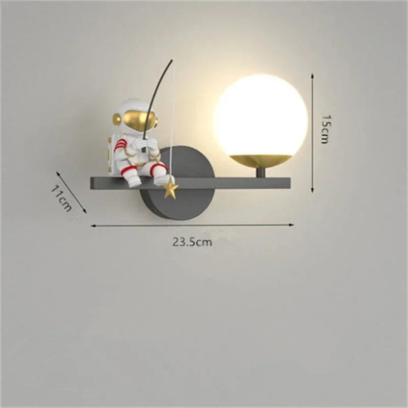 Lámpara de aplique de pared de astronauta creativo | Iluminación infantil moderna