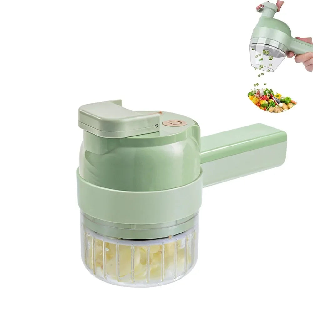 4-in-1 Electric Garlic Mincer & Vegetable Cutter Set | Easy Clean
