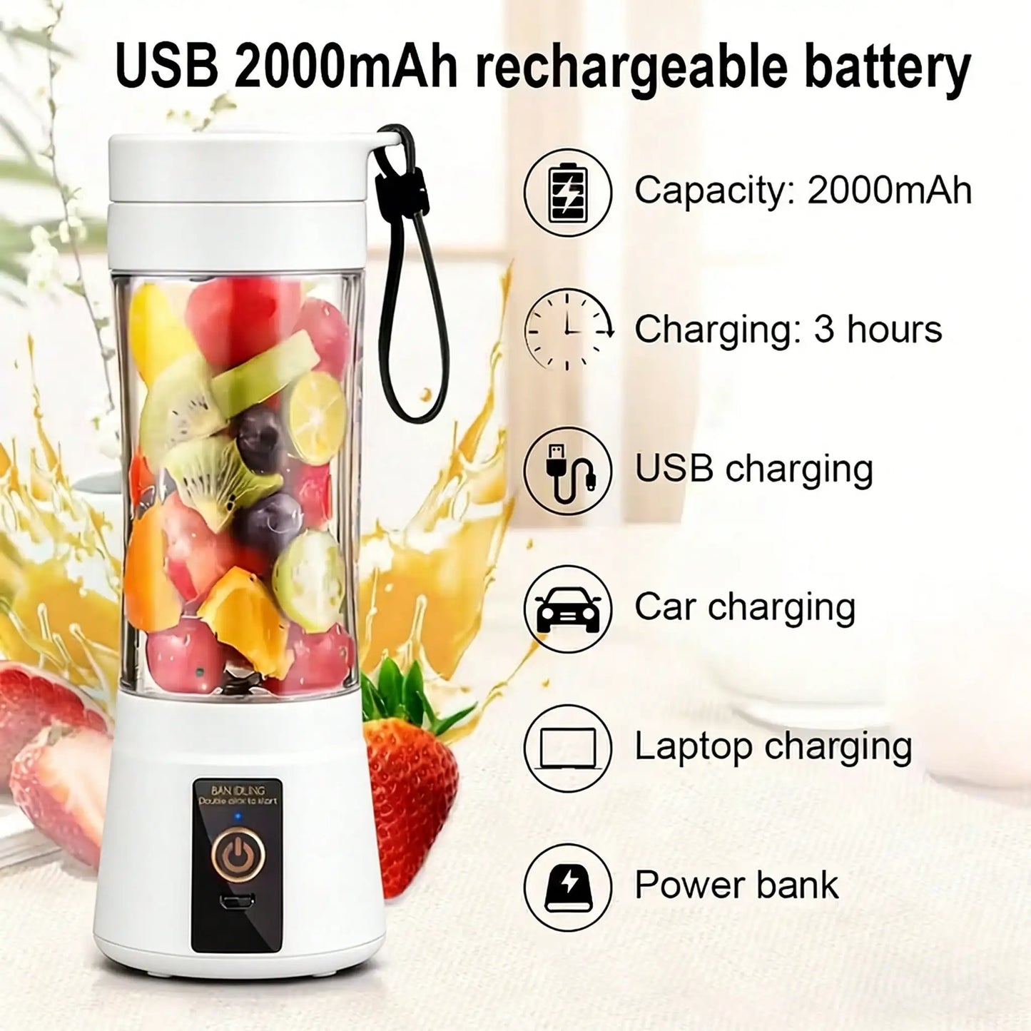 Portable USB Mini Blender | 3 Modes, Easy to Clean & Juice