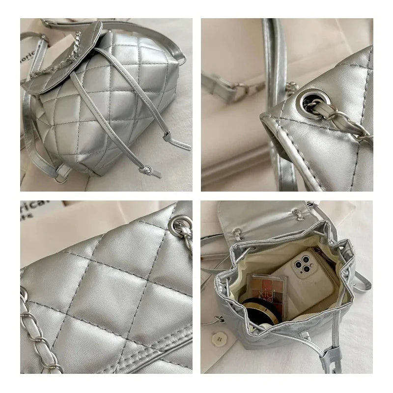 Bolso de hombro informal de verano con diseño de cuadros y gran capacidad