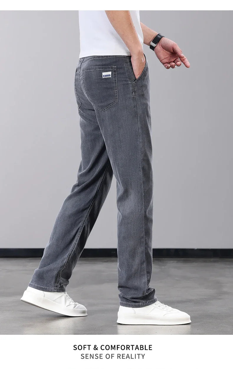 Men's Summer Thin Jeans | Soft Breathable Denim Casual Trousers