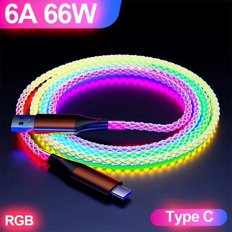 RGB Glowing Super Fast Charging Data Cable USB A to Type C