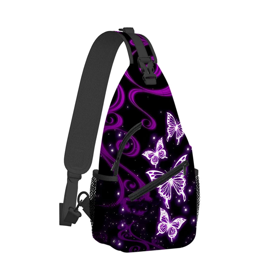Purple Butterfly Small Chest Bag | Fashionable Outdoor Accessory