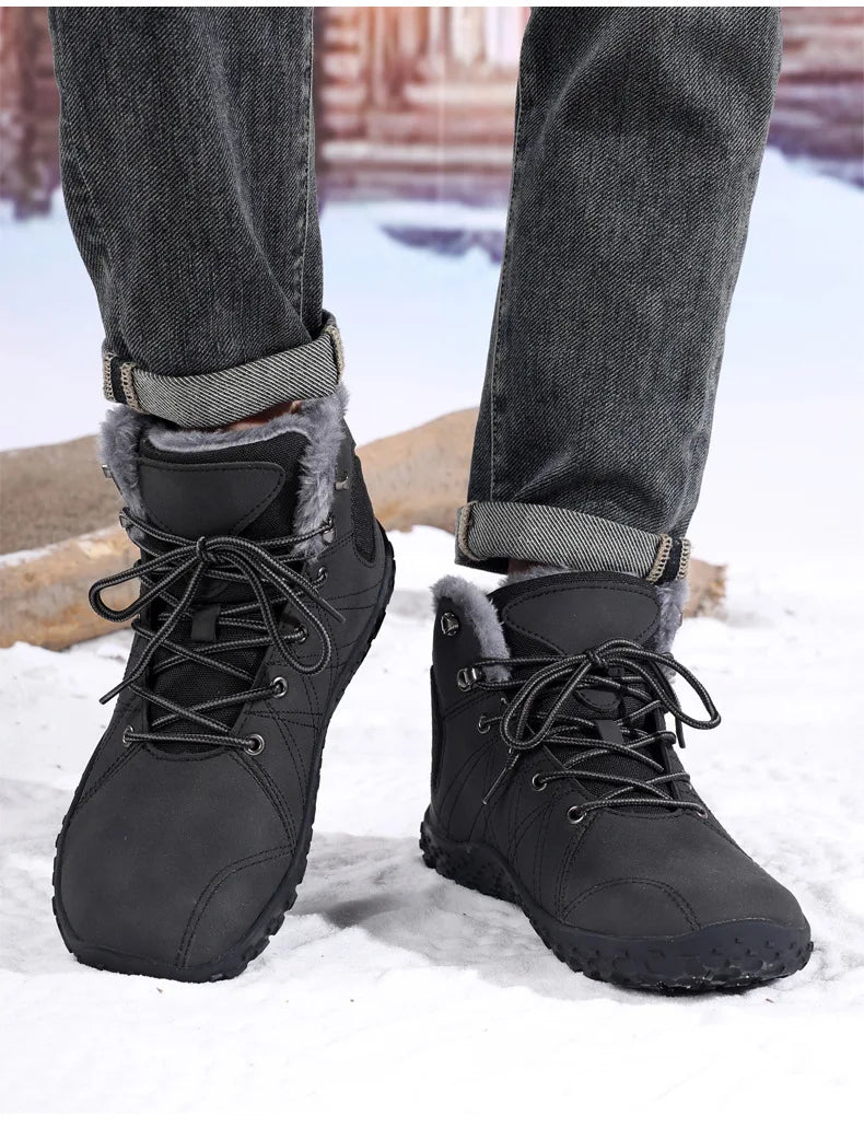 Winter Snow Boots for Men Women Warm Fur Lined Ankle Trekking Shoes Anti Slip Outdoor Boots