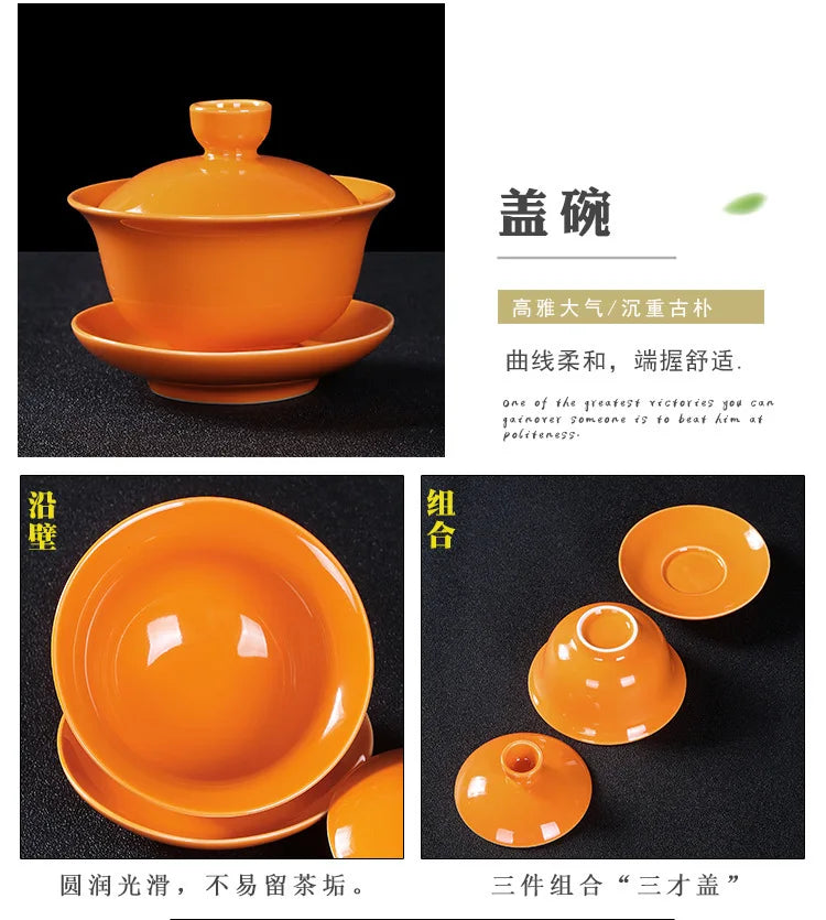 Handmade Ceramic Porcelain Gaiwan Teaware Set | Perfect for Kung Fu Tea