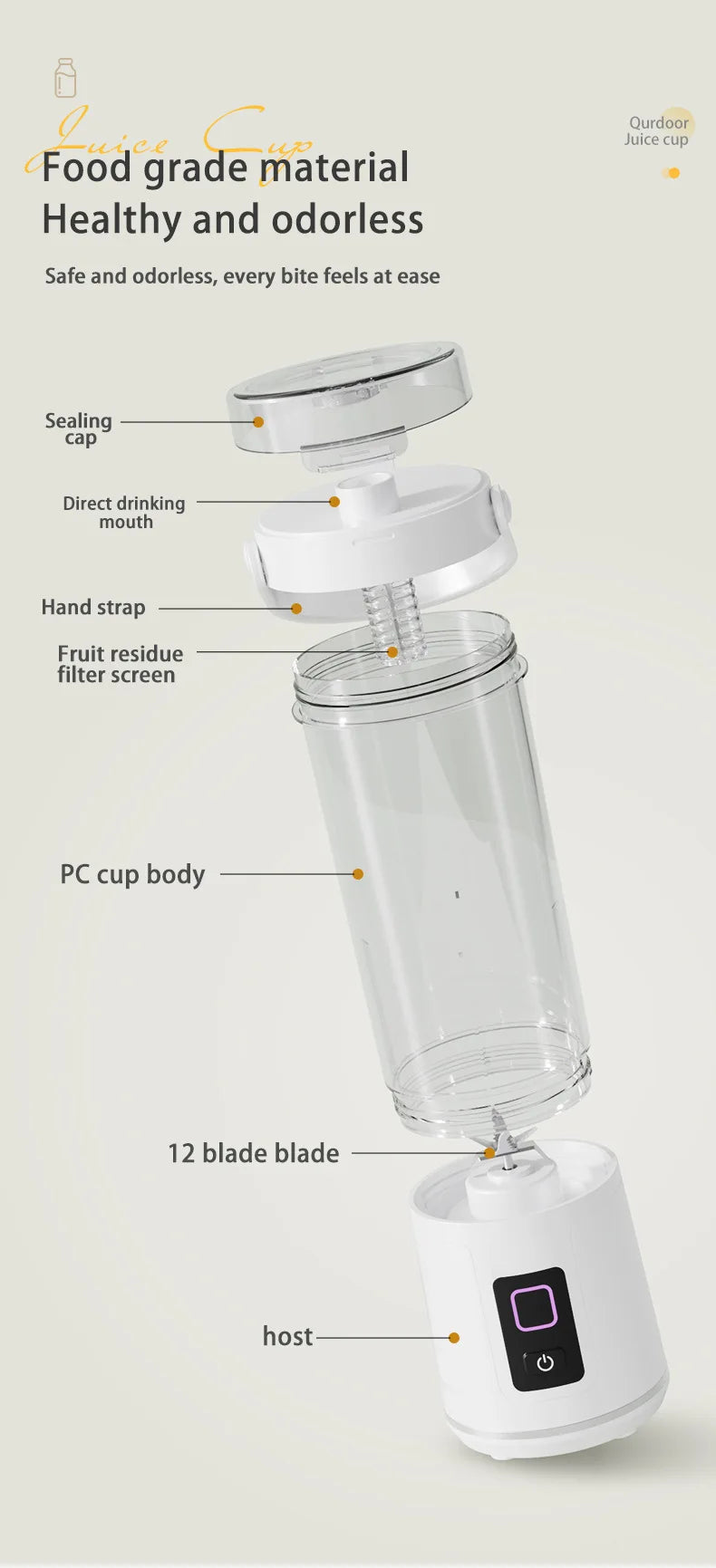 Rechargeable Mini Juicer Cup | Portable Blender for Home & Travel