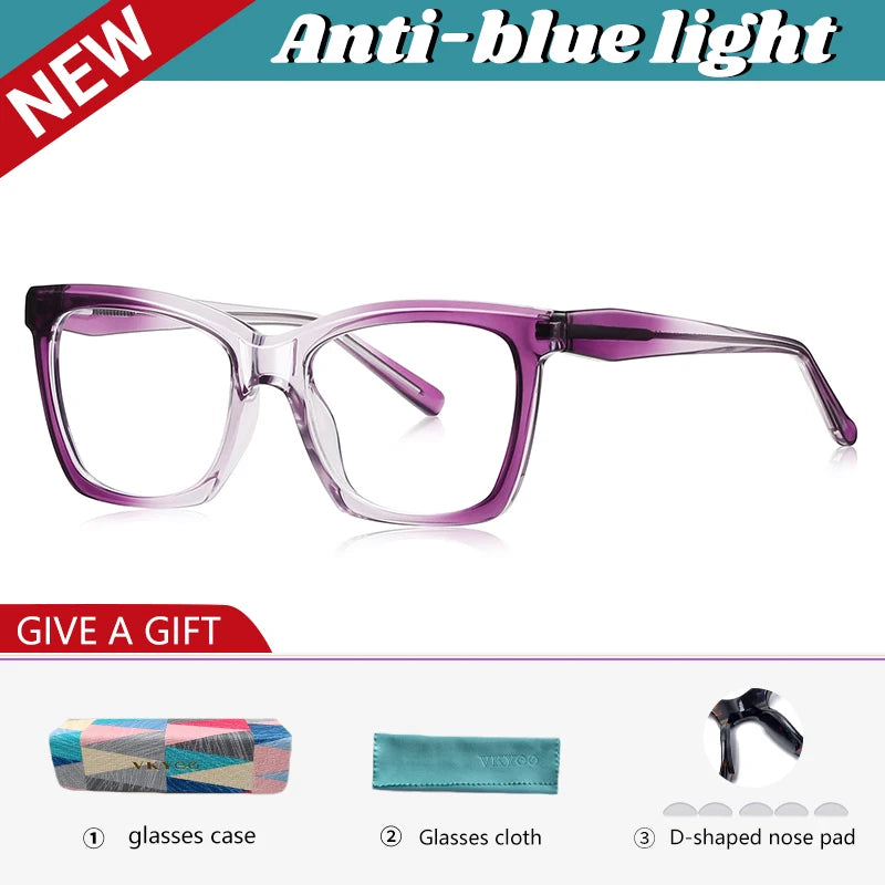 Stylish Large Frame Women's Anti-Blue Light Reading Glasses