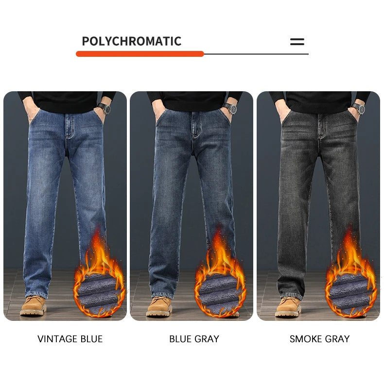 Winter Fleece Men's Jeans | Stylish Warm Denim for Cold Weather
