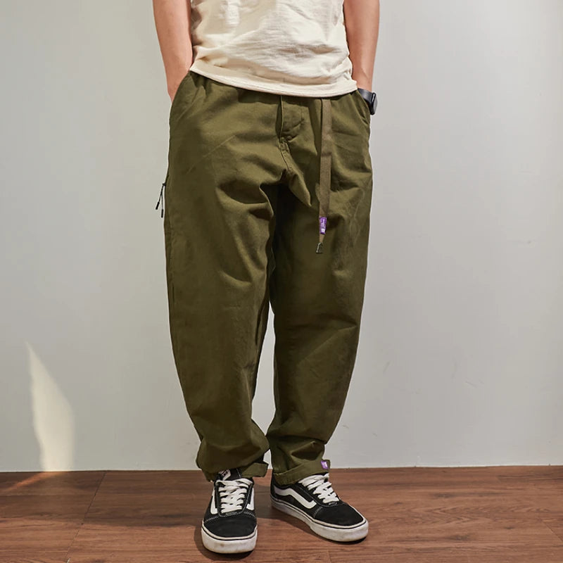 Men's Baggy Tapered Casual Cotton Pants for All Seasons