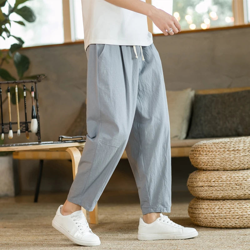 Men's Casual Cotton Linen Trousers | Breathable Stylish Pants