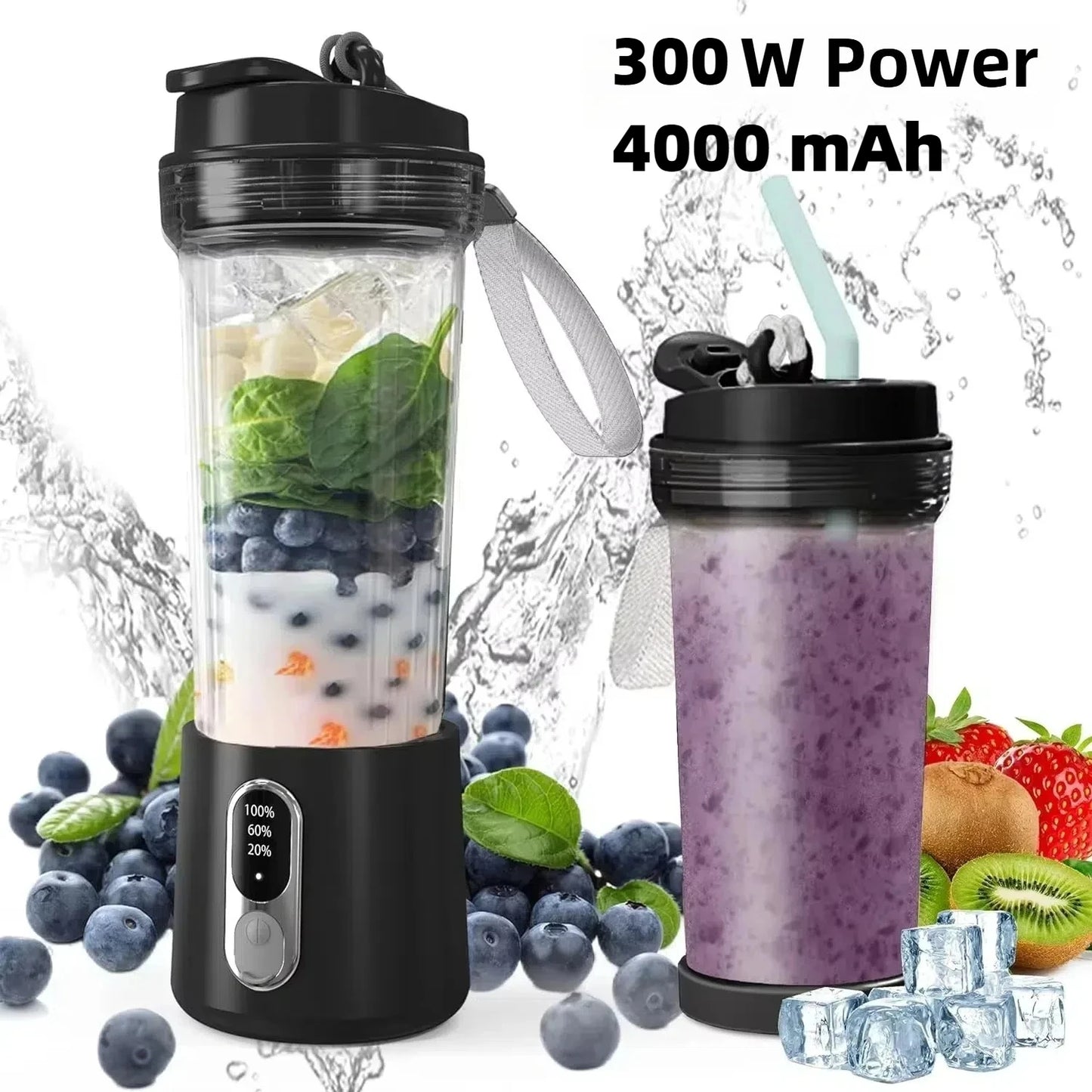 Portable 300W Juicer | USB Battery Blender for Fresh Smoothies