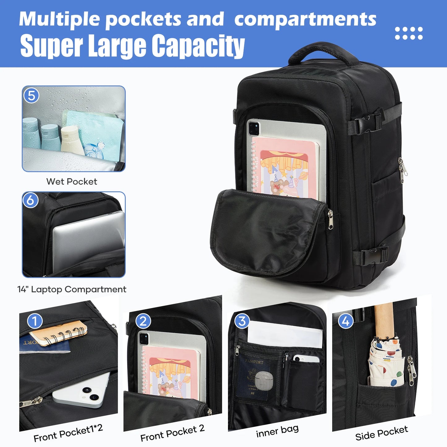 Versatile Travel Backpack | Cabin Laptop Bag with Vacuum Storage